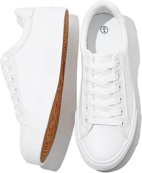 SERNIAL White PU Leather Sneakers