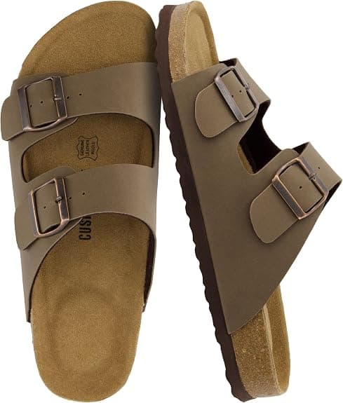 CUSHIONAIRE Lane Cork Footbed Sandals for Men